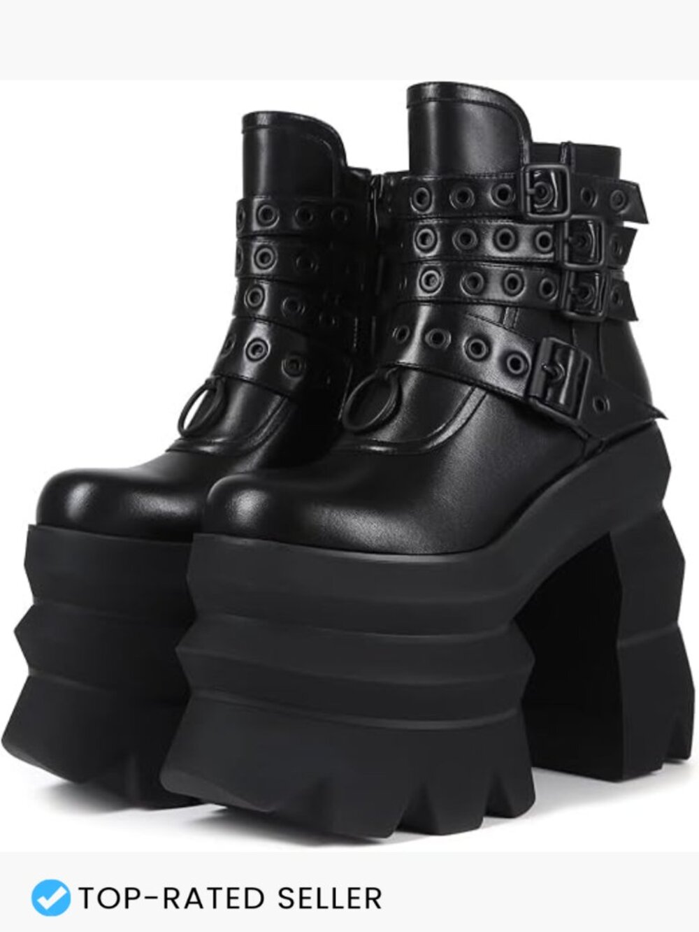 Chunky Gothic Platform Bootie Y2K Hot Girl Punk Ankle Boots Heeled Zip Closure